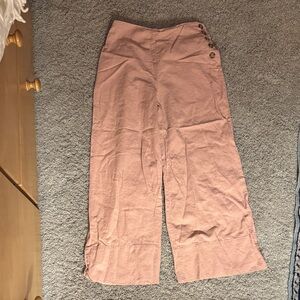 Pink Wide-Leg Pants with Button Detail